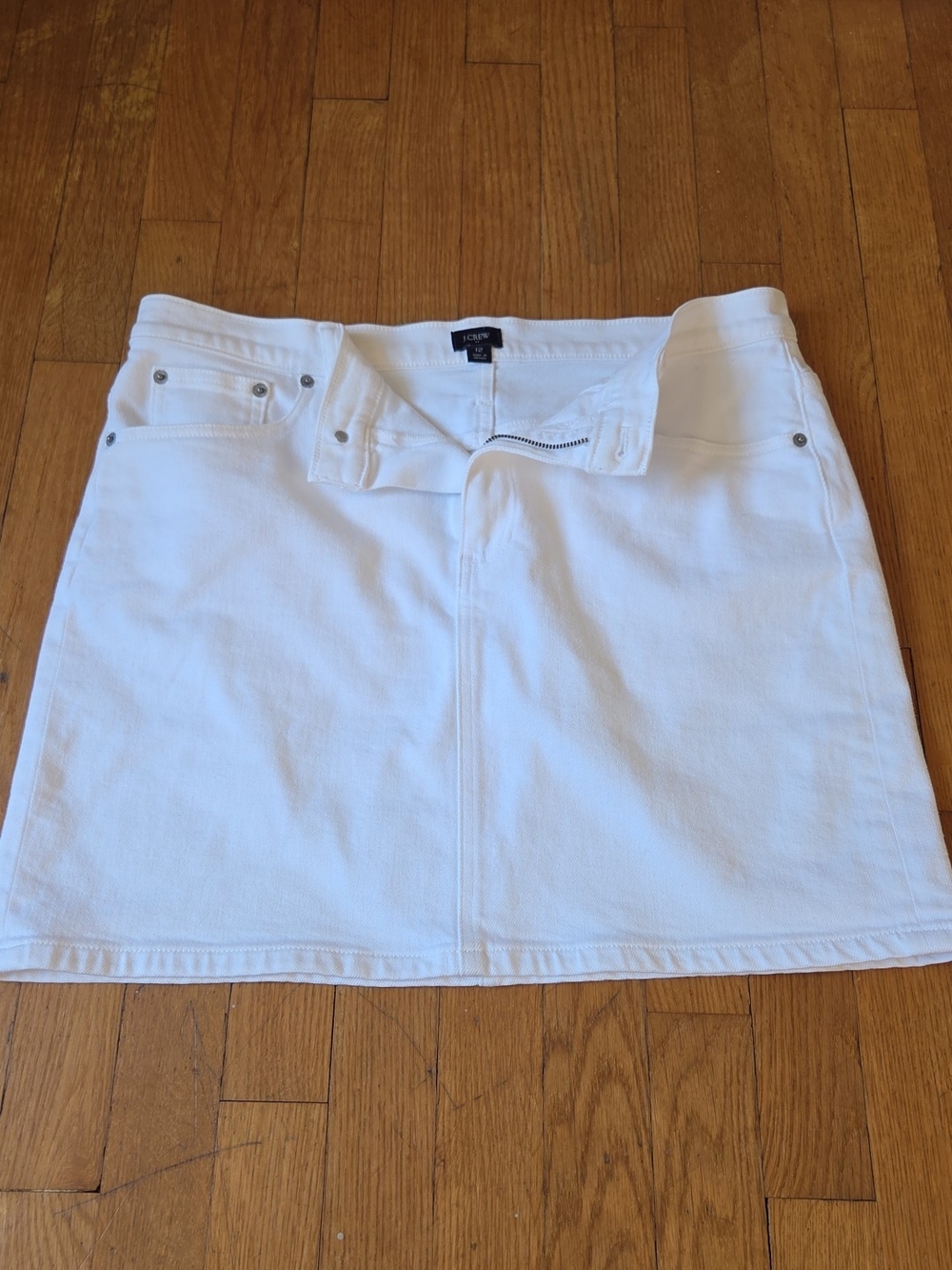 J. Crew White Cotton Denim Mini Skirt